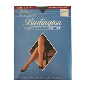 Burlington Classic Full Figure Basic Sheer Pantyhose QUEEN 3 BLACK NOS 3XL
